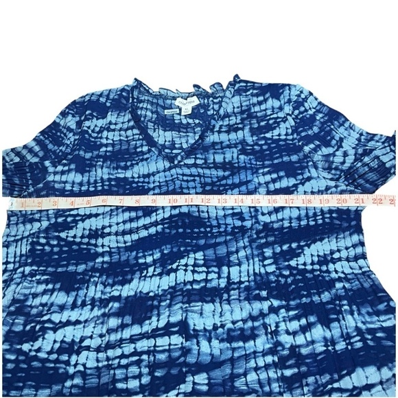 CHLOE + RENE Easy Care Poly Pleated Tie Dye Tunic Blouse Bell Sleeves US Sz XL - Picture 6 of 12